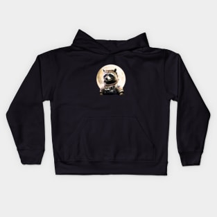 Astronaut Raccoon on the moon Kids Hoodie